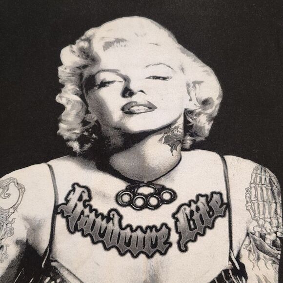 VTG RARE Black White Marilyn Monroe Single Stitch Hardcore Life TShirt XXL *Med - Picture 8 of 11